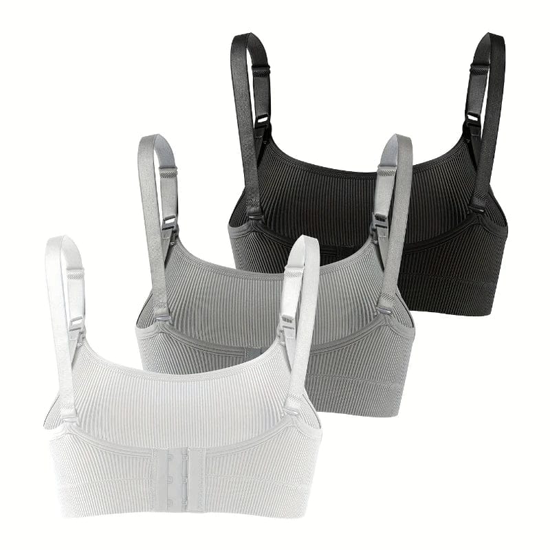 3 PCS Set Breathable Front Open Nursing Bra Maternity Underwear Pregnancy Bra Full Cup Wireless Comfortable Breastfeeding Bra - A-1 Thread Vault