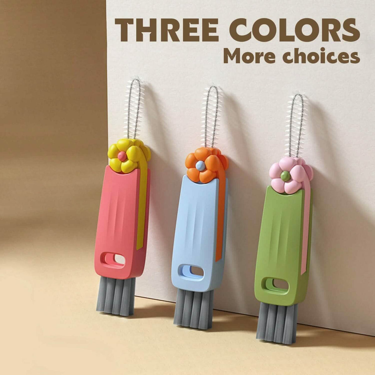 3-Piece: 3-in-1 Petal Cup Lid Cleaning Brush - A-1 Thread Vault