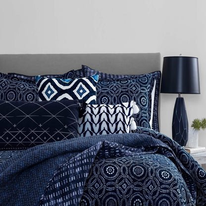 3-Piece: Global Indigo Mudcloth Cotton Quilt Set - A-1 Thread Vault
