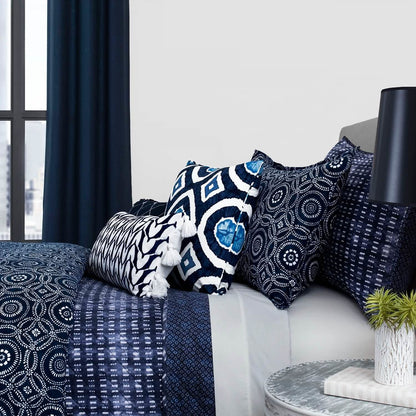 3-Piece: Global Indigo Mudcloth Cotton Quilt Set - A-1 Thread Vault