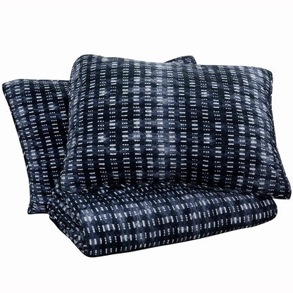 3-Piece: Global Indigo Mudcloth Cotton Quilt Set - A-1 Thread Vault