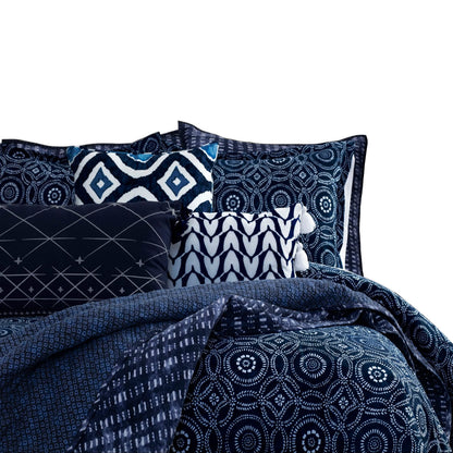 3-Piece: Global Indigo Mudcloth Cotton Quilt Set - A-1 Thread Vault