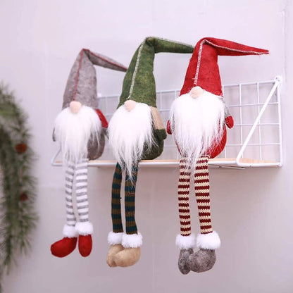 3 Piece: Handmade Sitting Long-Legged Christmas Elf Bottle Decoration Set - A-1 Thread Vault