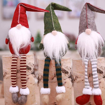 3 Piece: Handmade Sitting Long-Legged Christmas Elf Bottle Decoration Set - A-1 Thread Vault