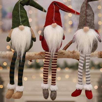 3 Piece: Handmade Sitting Long-Legged Christmas Elf Bottle Decoration Set - A-1 Thread Vault