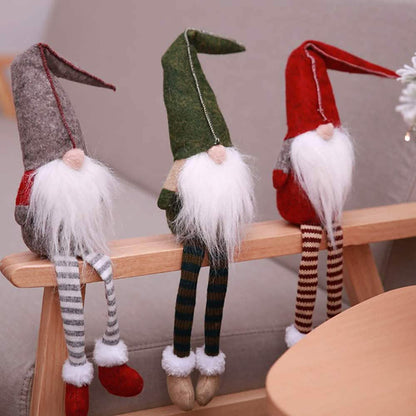 3 Piece: Handmade Sitting Long-Legged Christmas Elf Bottle Decoration Set - A-1 Thread Vault