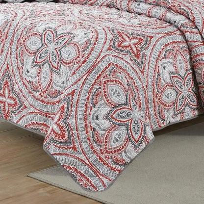 3-Piece Set: Bibb Home Printed Reversible Quilt Set - A-1 Thread Vault