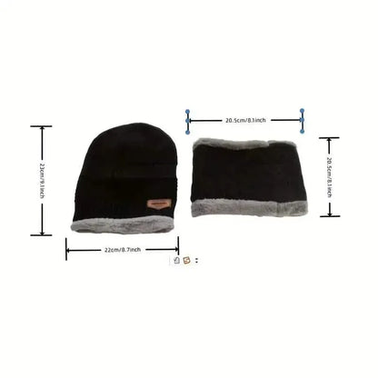 3-Piece Set: Black Knit Hats Warm Beanies Winter Neck Gaiter Elastic Gloves - A-1 Thread Vault