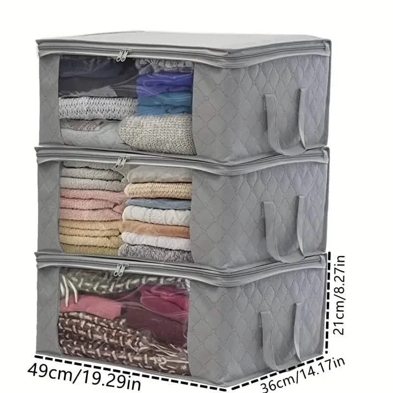 3-Piece Set: Foldable Storage Bags - Large Capacity Clothes Storage Containers - A-1 Thread Vault