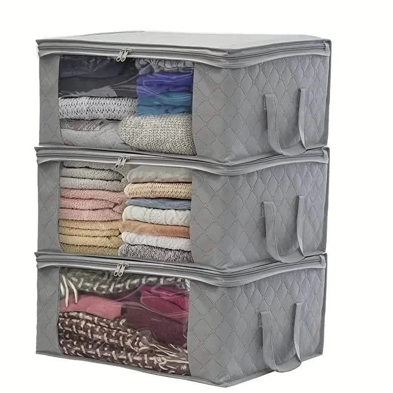3-Piece Set: Foldable Storage Bags - Large Capacity Clothes Storage Containers - A-1 Thread Vault