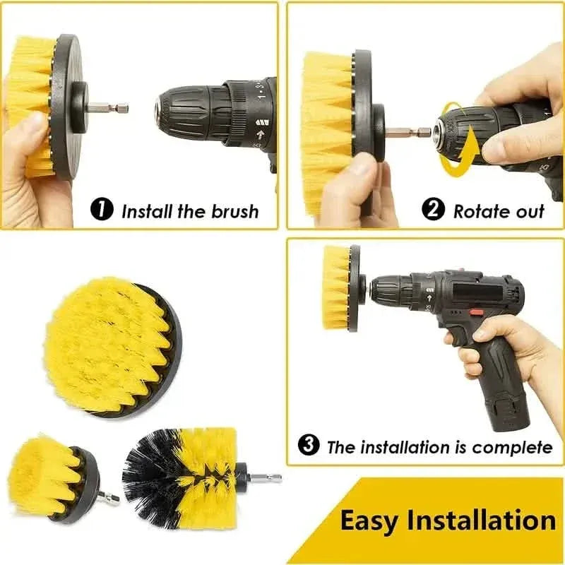 3-Piece Set: Power Scrubber Wash Cleaning Brushes Tool Kit - A-1 Thread Vault