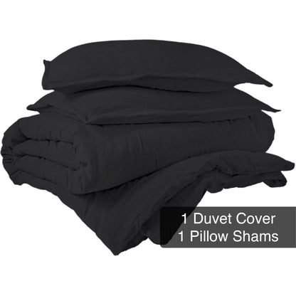 3-Piece Set: Royale Double Brushed Duvet Covers Set With Button Closure & Corner Ties - A-1 Thread Vault