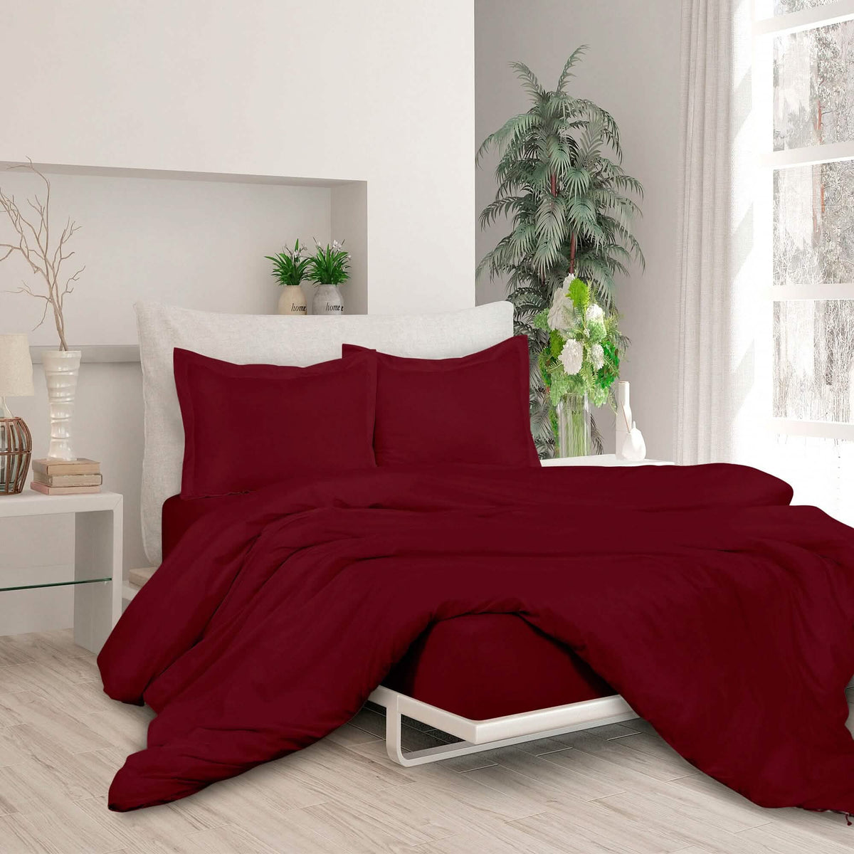 3-Piece Set: Royale Double Brushed Duvet Covers Set With Button Closure & Corner Ties - A-1 Thread Vault