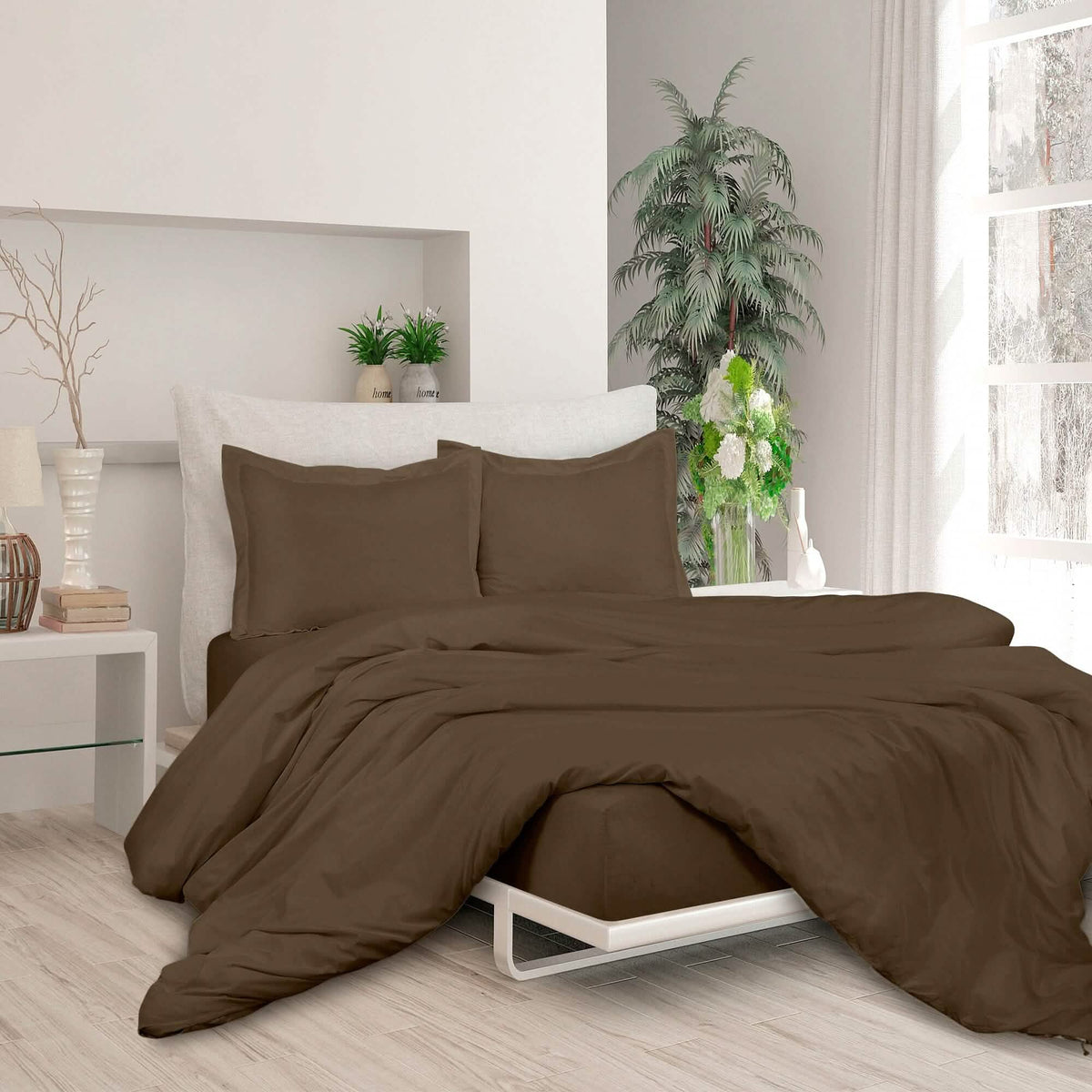 3-Piece Set: Royale Double Brushed Duvet Covers Set With Button Closure & Corner Ties - A-1 Thread Vault
