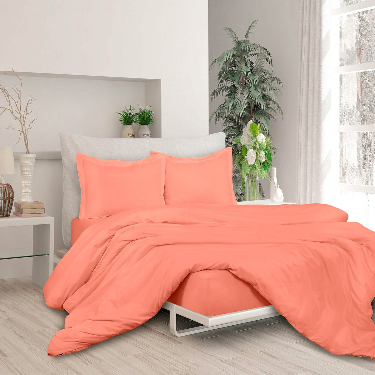 3-Piece Set: Royale Double Brushed Duvet Covers Set With Button Closure & Corner Ties - A-1 Thread Vault