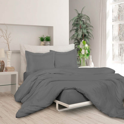 3-Piece Set: Royale Double Brushed Duvet Covers Set With Button Closure & Corner Ties - A-1 Thread Vault