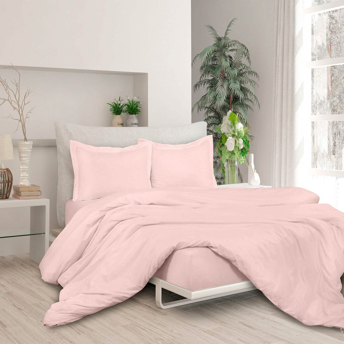 3-Piece Set: Royale Double Brushed Duvet Covers Set With Button Closure & Corner Ties - A-1 Thread Vault