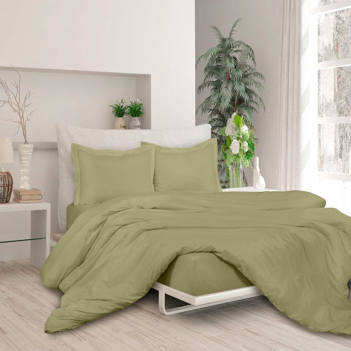 3-Piece Set: Royale Double Brushed Duvet Covers Set With Button Closure & Corner Ties - A-1 Thread Vault