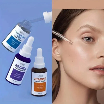 3-Piece Set: Séfralls Hyaluronic Acid VC Retinol Essence with Vitamin-C And Hyaluronic Acid Serum - A-1 Thread Vault