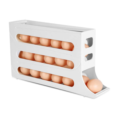3-Pieces: 4-Tiers Egg Holder Auto Rolling Fridge Egg Organizer - A-1 Thread Vault