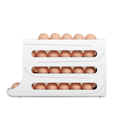 3-Pieces: 4-Tiers Egg Holder Auto Rolling Fridge Egg Organizer - A-1 Thread Vault
