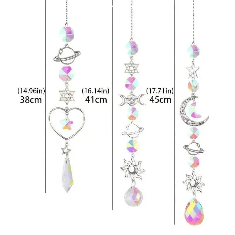 3-Pieces: Crystal Wind Chime Pendant Catcher Diamond Prisms - A-1 Thread Vault