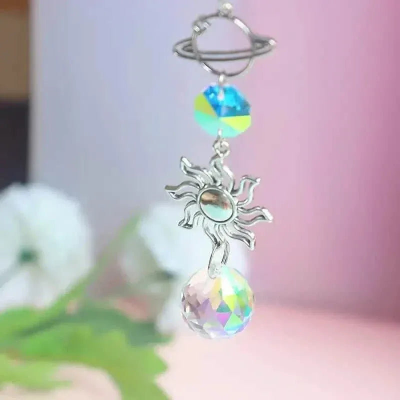 3-Pieces: Crystal Wind Chime Pendant Catcher Diamond Prisms - A-1 Thread Vault