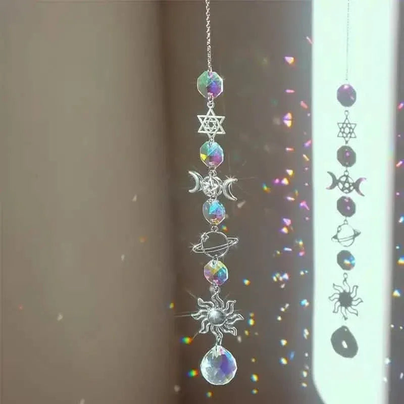 3-Pieces: Crystal Wind Chime Pendant Catcher Diamond Prisms - A-1 Thread Vault