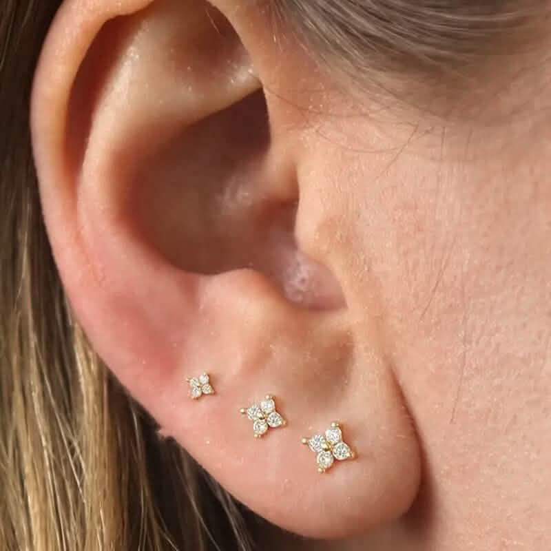 3-Pieces: Elegant Floral Stud Earrings Set - A-1 Thread Vault