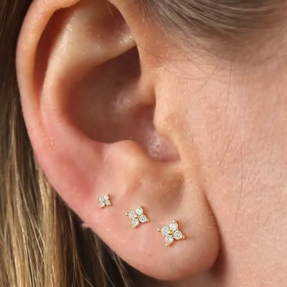 3-Pieces: Elegant Floral Stud Earrings Set - A-1 Thread Vault