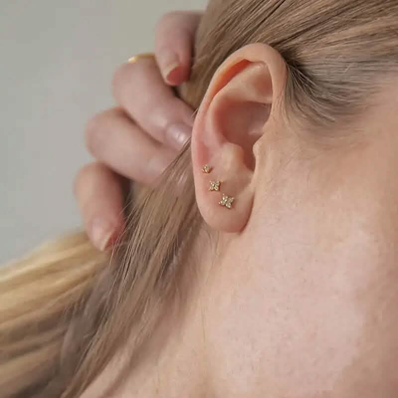 3-Pieces: Elegant Floral Stud Earrings Set - A-1 Thread Vault