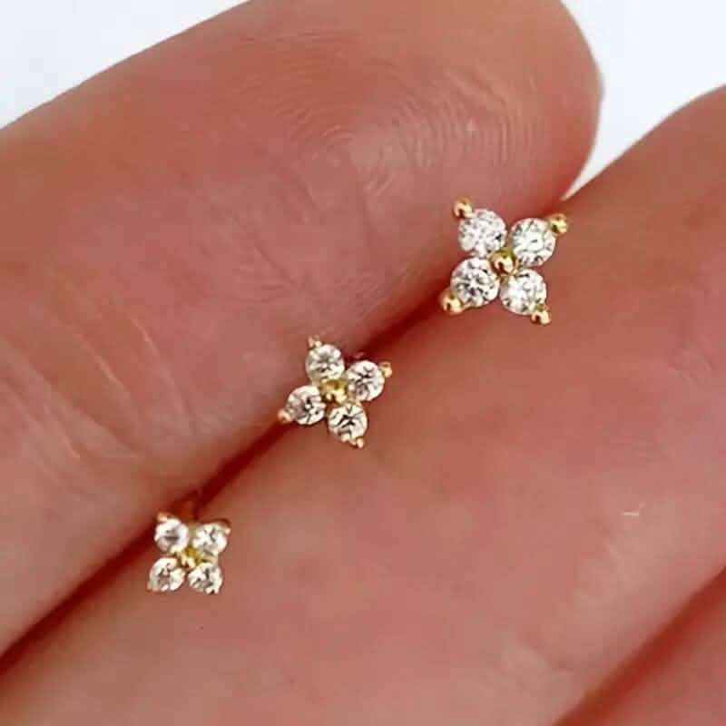 3-Pieces: Elegant Floral Stud Earrings Set - A-1 Thread Vault