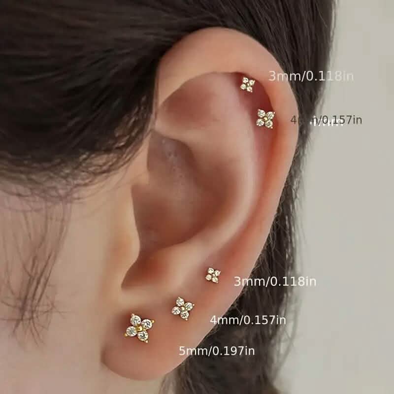 3-Pieces: Elegant Floral Stud Earrings Set - A-1 Thread Vault