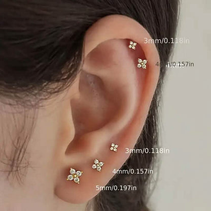 3-Pieces: Elegant Floral Stud Earrings Set - A-1 Thread Vault