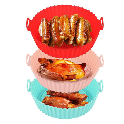 3-Pieces: Reusable Foldable Air Fryer Silicone Pot for 4+ Quart Air Fryer Oven - A-1 Thread Vault