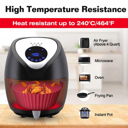 3-Pieces: Reusable Foldable Air Fryer Silicone Pot for 4+ Quart Air Fryer Oven - A-1 Thread Vault