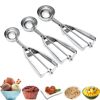 3-Pieces Set: Stainless Steel Cookie Scoops with Trigger Release - A-1 Thread Vault