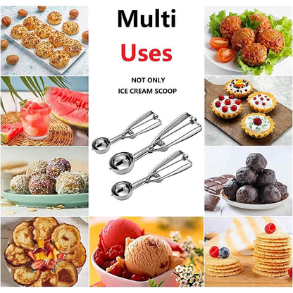 3-Pieces Set: Stainless Steel Cookie Scoops with Trigger Release - A-1 Thread Vault
