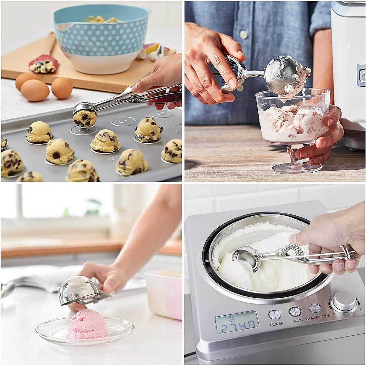 3-Pieces Set: Stainless Steel Cookie Scoops with Trigger Release - A-1 Thread Vault