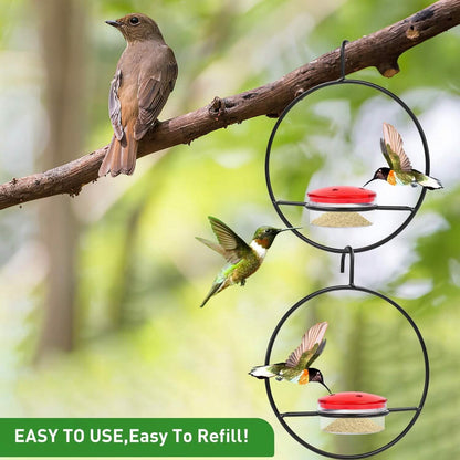 3-Pieces: Stackable Hanging Humming Bird Feeder with Metal Frame & Red Plastic Bowl - A-1 Thread Vault