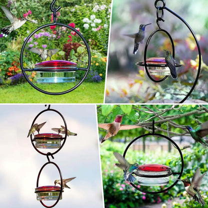 3-Pieces: Stackable Hanging Humming Bird Feeder with Metal Frame & Red Plastic Bowl - A-1 Thread Vault