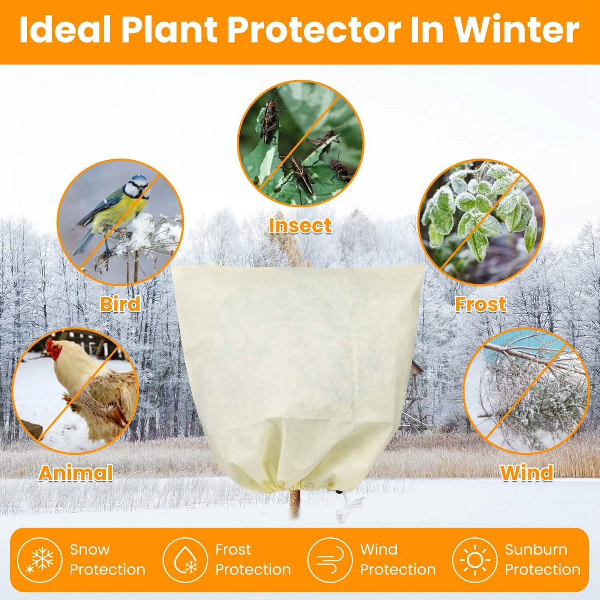 3-Pieces: Winter Plant Cover Bags with Drawstring - A-1 Thread Vault