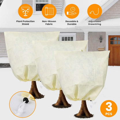 3-Pieces: Winter Plant Cover Bags with Drawstring - A-1 Thread Vault