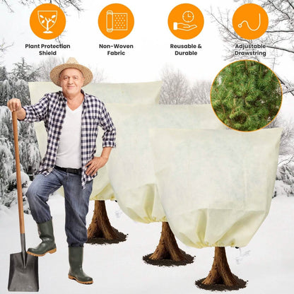 3-Pieces: Winter Plant Cover Bags with Drawstring - A-1 Thread Vault