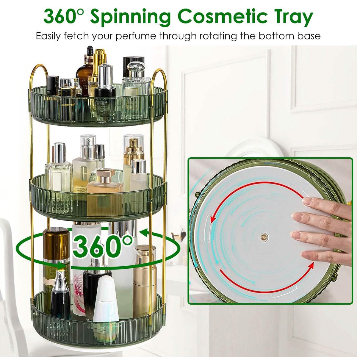 3-Tier 360¬∞ Spinning Rotating Makeup Organizer - A-1 Thread Vault