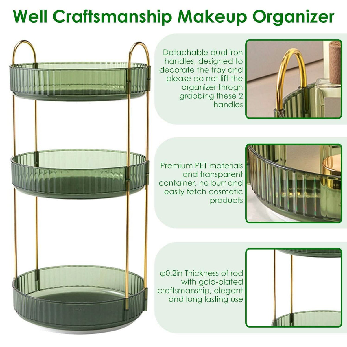 3-Tier 360¬∞ Spinning Rotating Makeup Organizer - A-1 Thread Vault