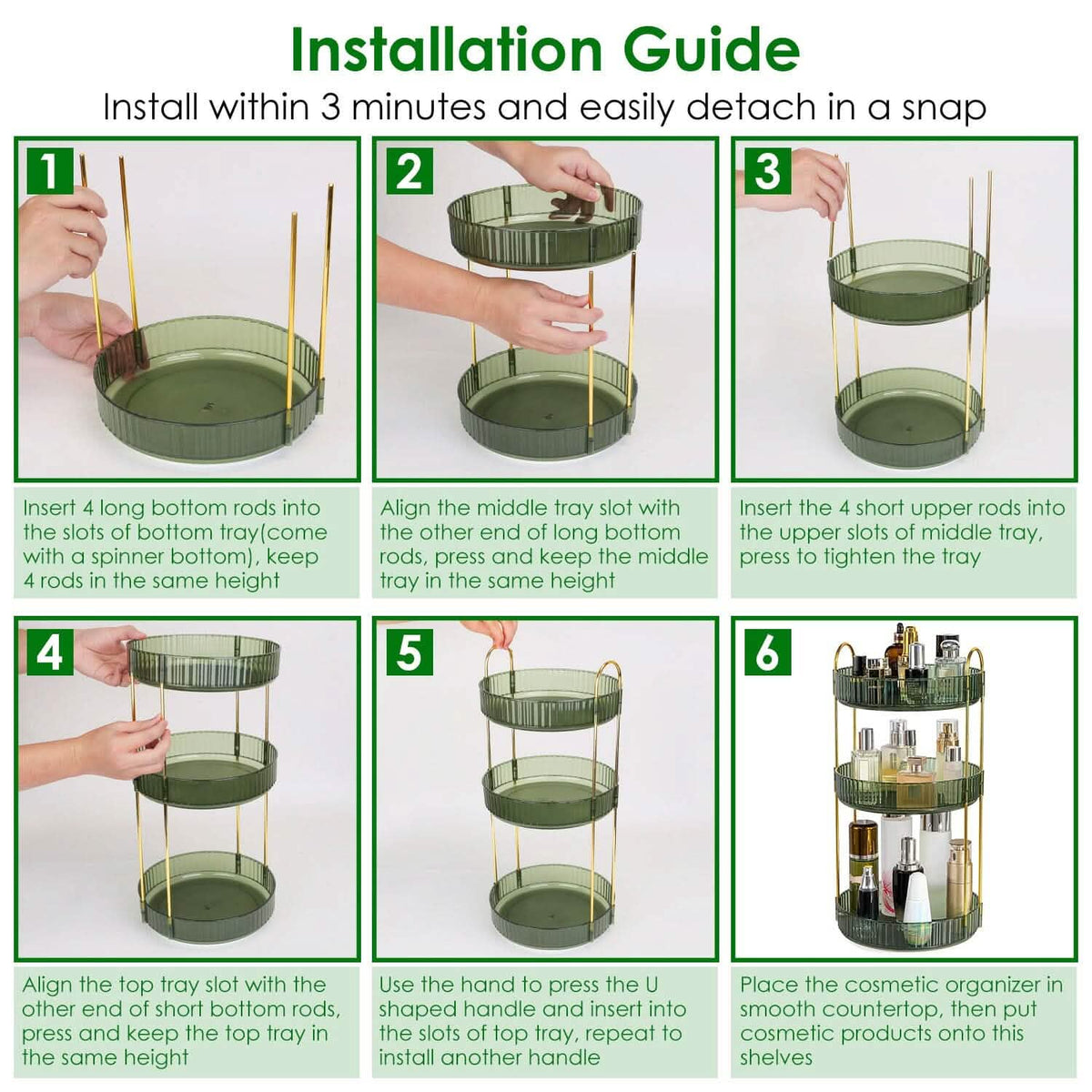 3-Tier 360¬∞ Spinning Rotating Makeup Organizer - A-1 Thread Vault