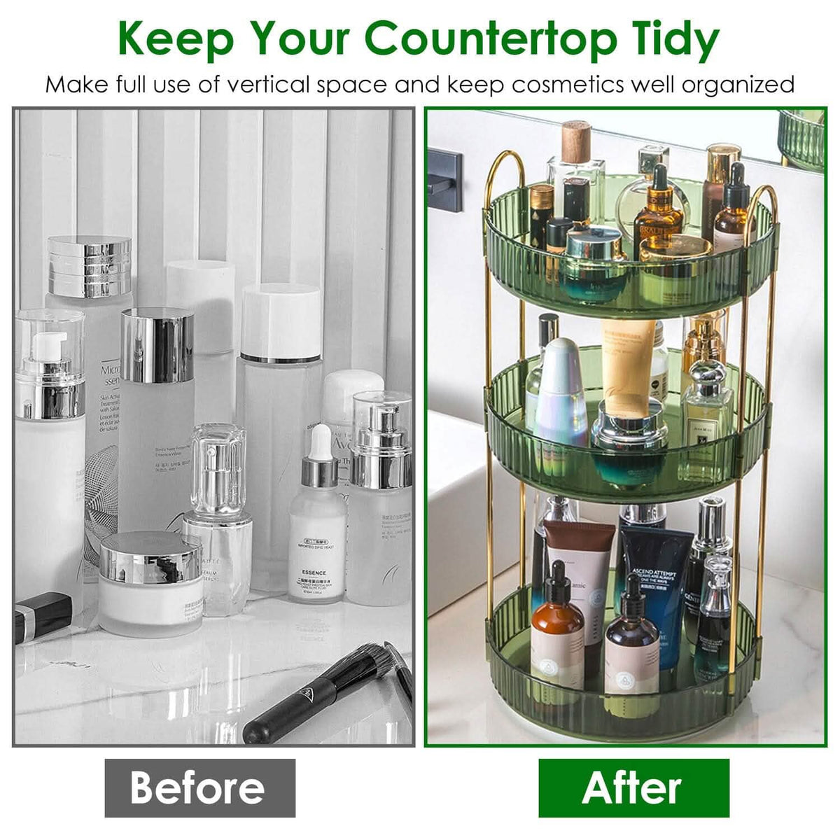 3-Tier 360¬∞ Spinning Rotating Makeup Organizer - A-1 Thread Vault
