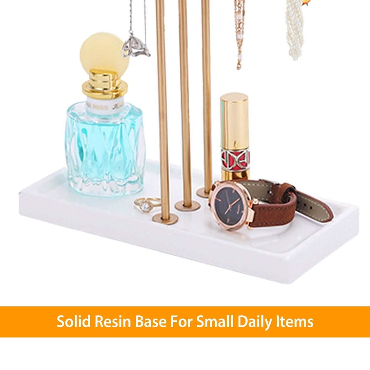 3-Tier Gold Metal Tabletop Jewelry Tree Stand - A-1 Thread Vault