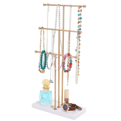 3-Tier Gold Metal Tabletop Jewelry Tree Stand - A-1 Thread Vault
